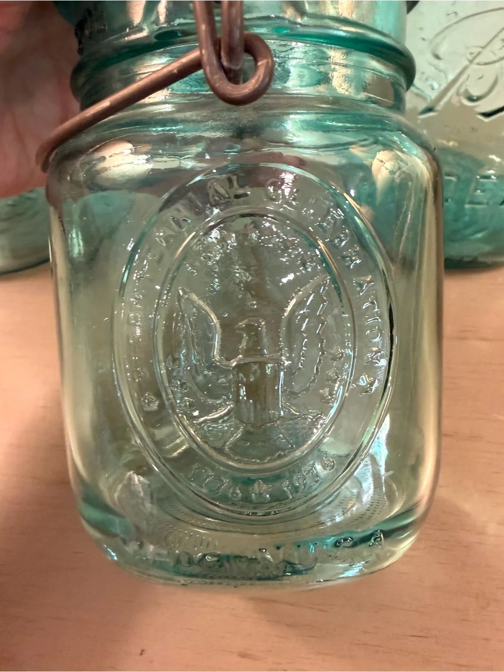 Lot Of 3 Blue Ball Mason Jars 2 Bicentennial 1976 Glass Lid Wire 1 Screw Top